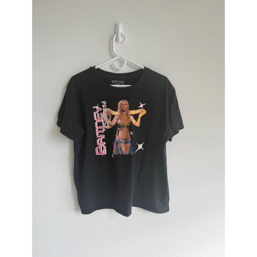 Britney Spears Snake VMA Graphic T-Shirt Black 2XL Cotton Blend Y2K Style Tee